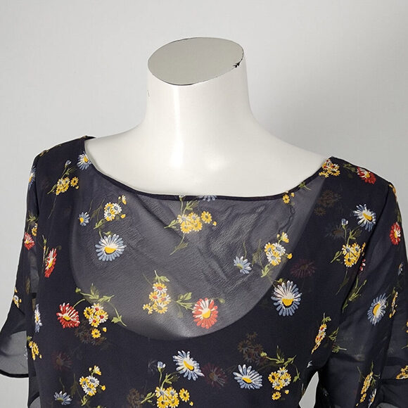French Connection Navy Blue Floral Dress Size M - Picture 4 of 11